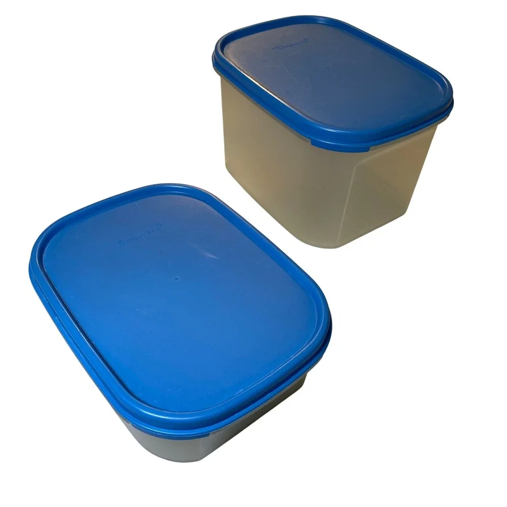 Tupperware Modular Mates #1 & #2 Storage Containers Blue‎ Lids 1791-1 1792-2